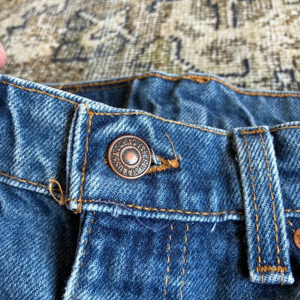 Vintage Levi 517 Mens Orange Tab Bootcut Jeans Blue Denim 33x32 1980s 517-0217